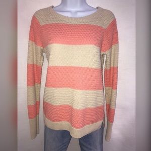 Tan and coral/pink long sleeve sweater.